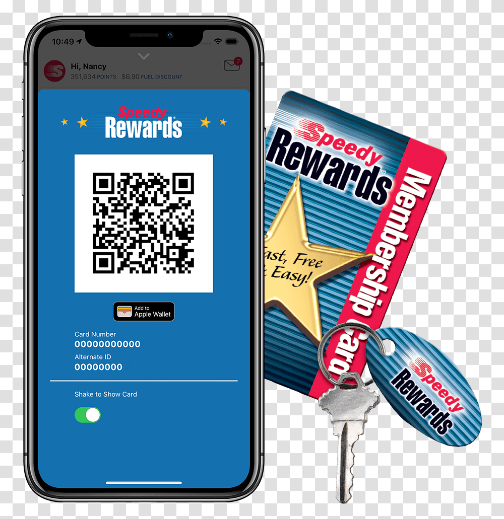 Speedy Rewards Mobile App And Membership Card Speedway Rewards, Mobile Phone, Electronics, Cell Phone, QR Code Transparent Png