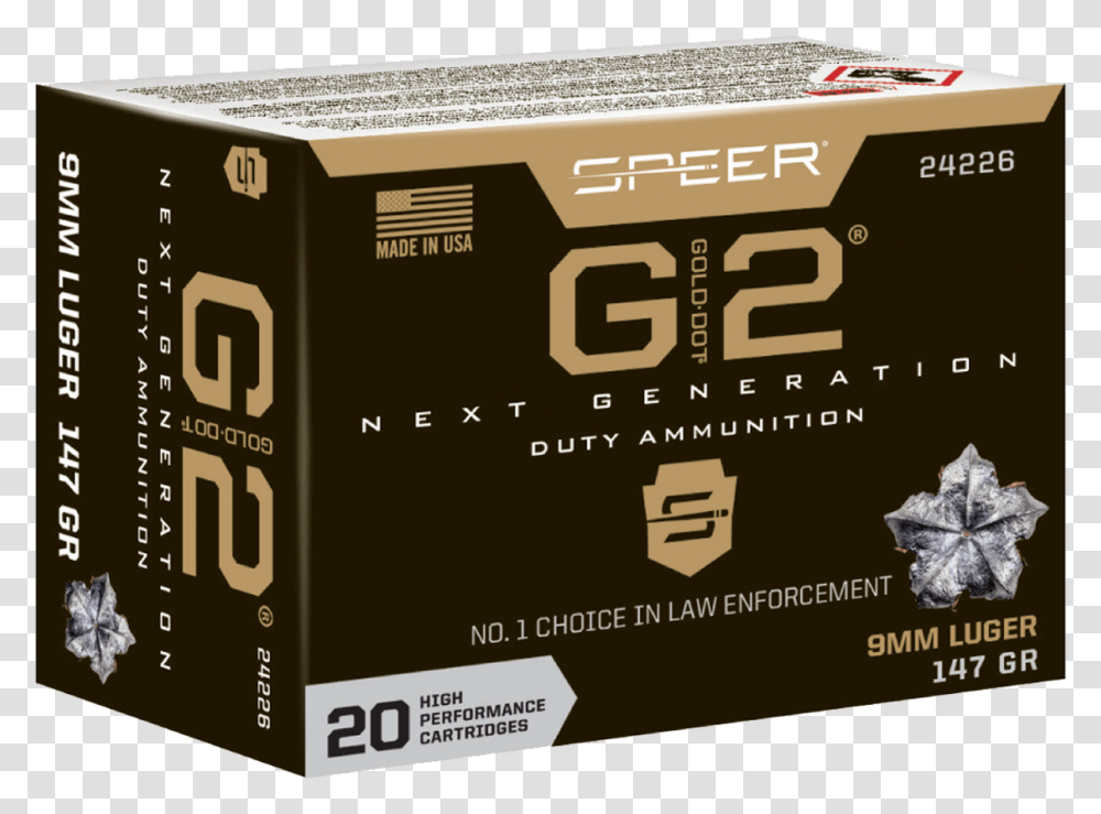 Speer Ammo Gold Dot Personal Protection 9mm 147gr 919mm Parabellum, Cardboard, Carton, Box Transparent Png