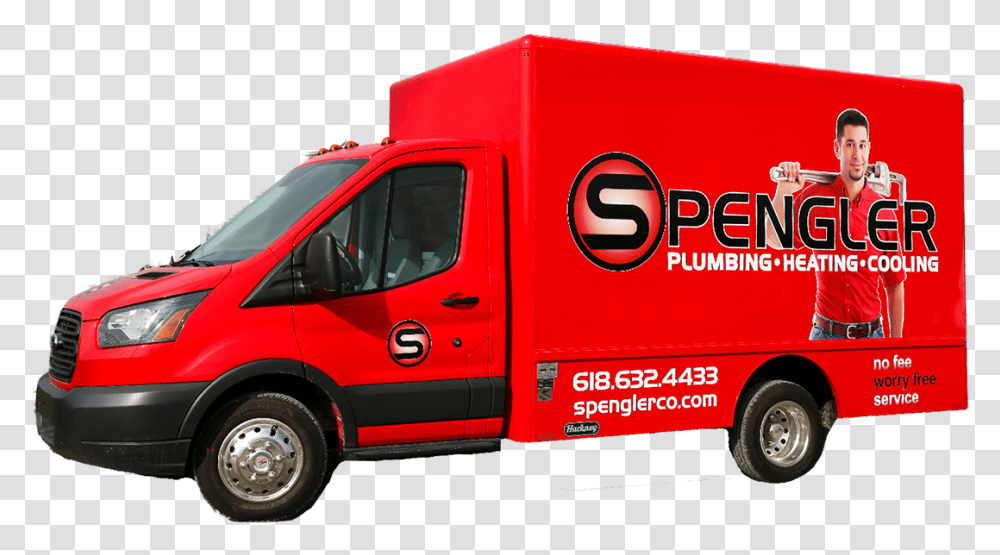 Spengler Plumbing Hvac Amp Remodeling Box Truck Compact Van, Person, Vehicle, Transportation, Fire Truck Transparent Png
