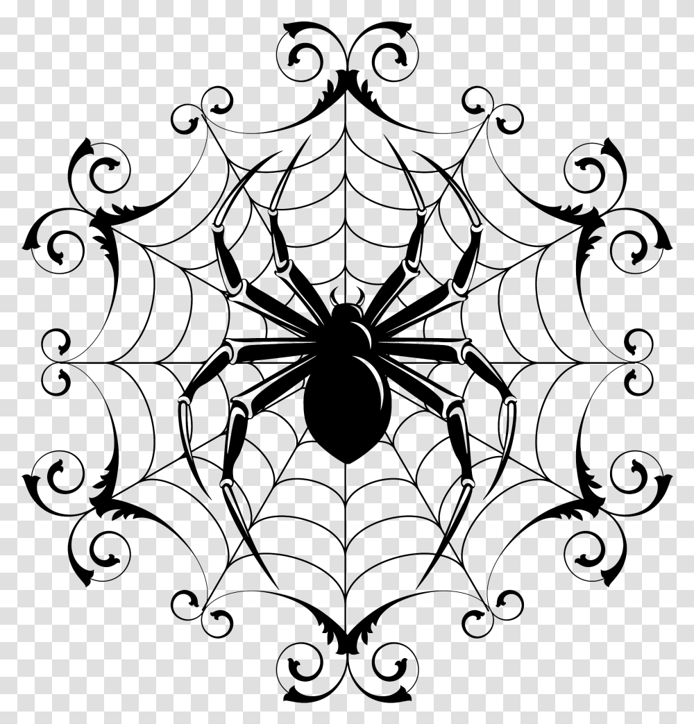 Spider And Spider Web Image Spider With Web Drawing, Chandelier, Lamp, Rug Transparent Png