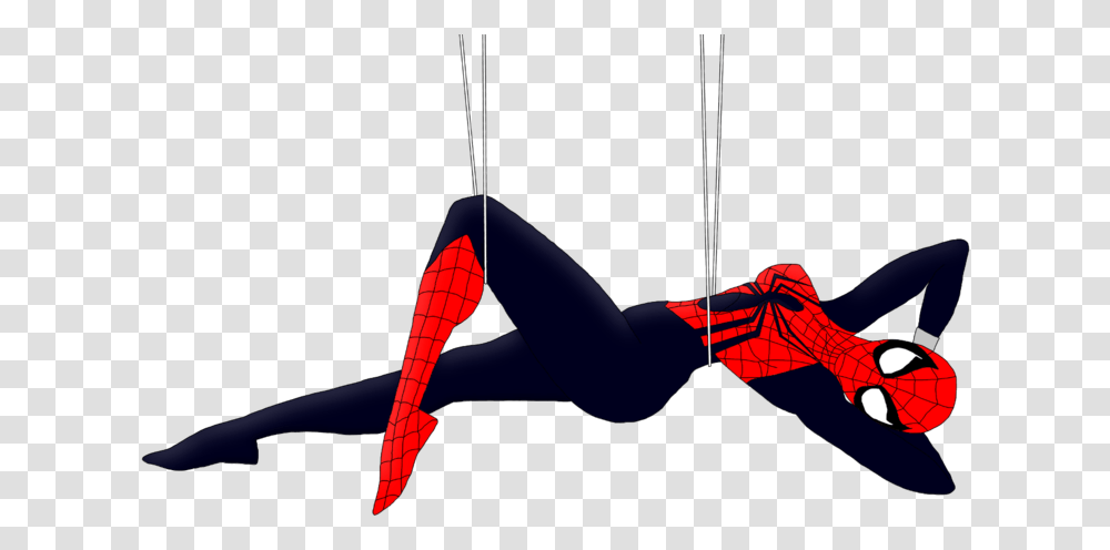 Spider Hanging Banner Free Download Spider Girl Hanging, Person, Human, Tie, Accessories Transparent Png