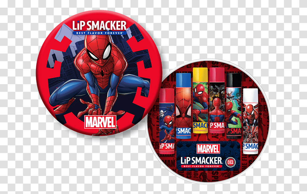 Spider Man 6 Piece Lip Balm Tin Spiderman Graphic Sticker, Label, Person, Crowd Transparent Png