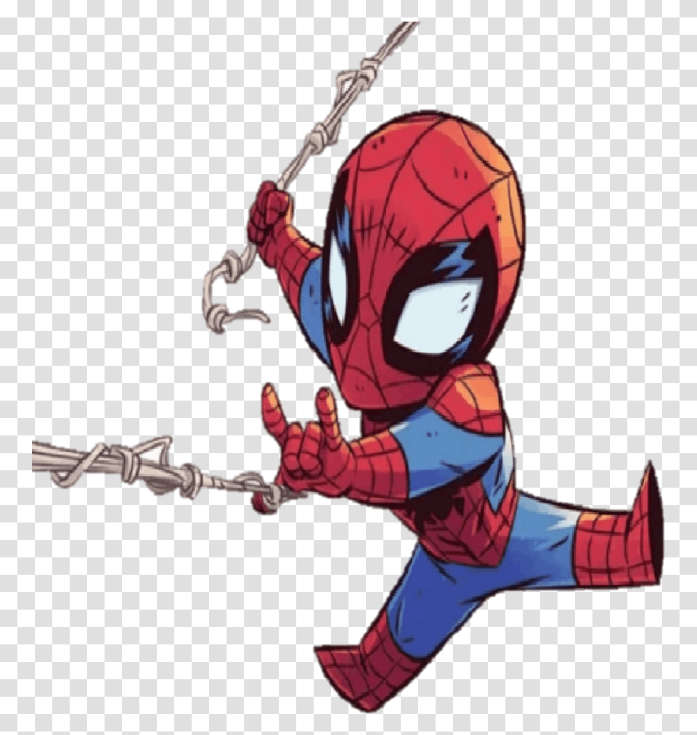 Spider Man Baby Cartoons Spiderman Chibi, Person, Ninja, Hand, Comics Transparent Png