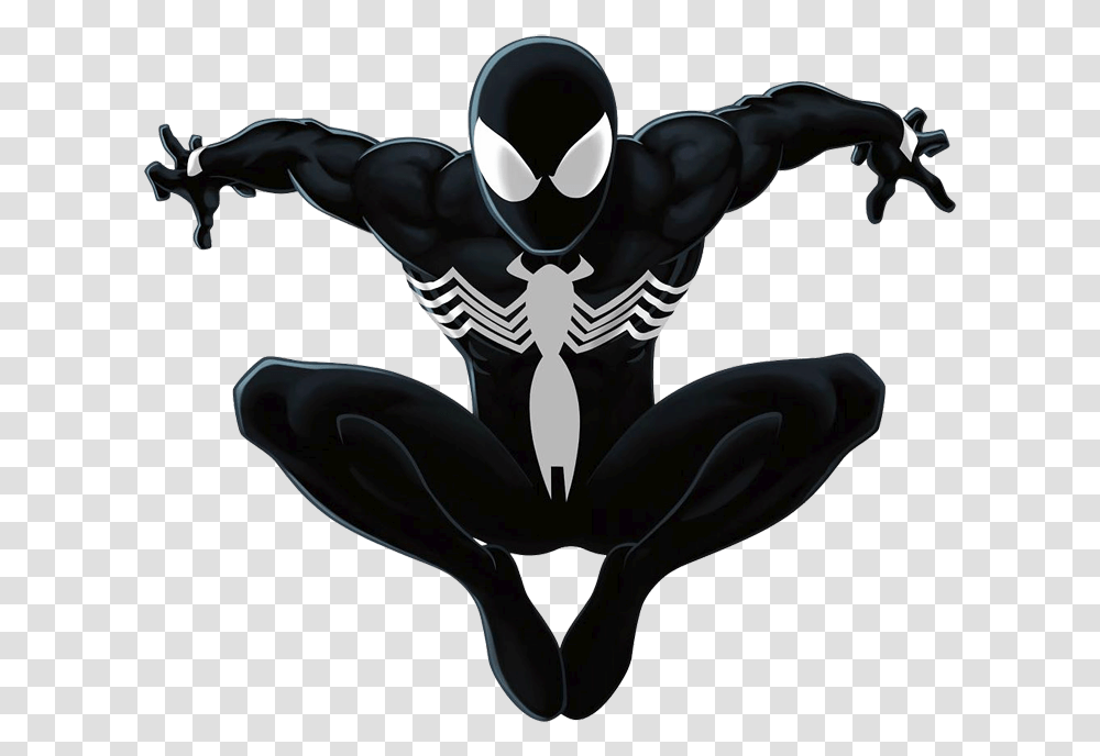 Spider Man Clipart Spider Hanging Ultimate Spiderman Black Suit, Ornament, Logo, Emblem Transparent Png