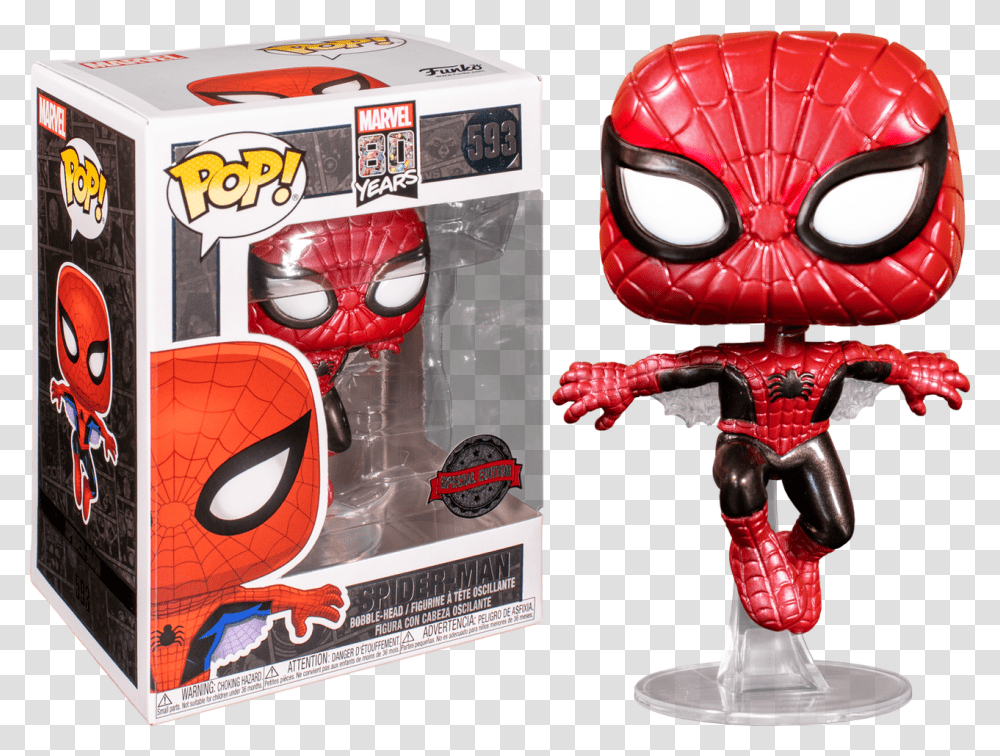 Spider Man First Appearance Metallic 80th Anniversary Funko Pop Spider Man 80 Years, Toy, Robot, Alien Transparent Png