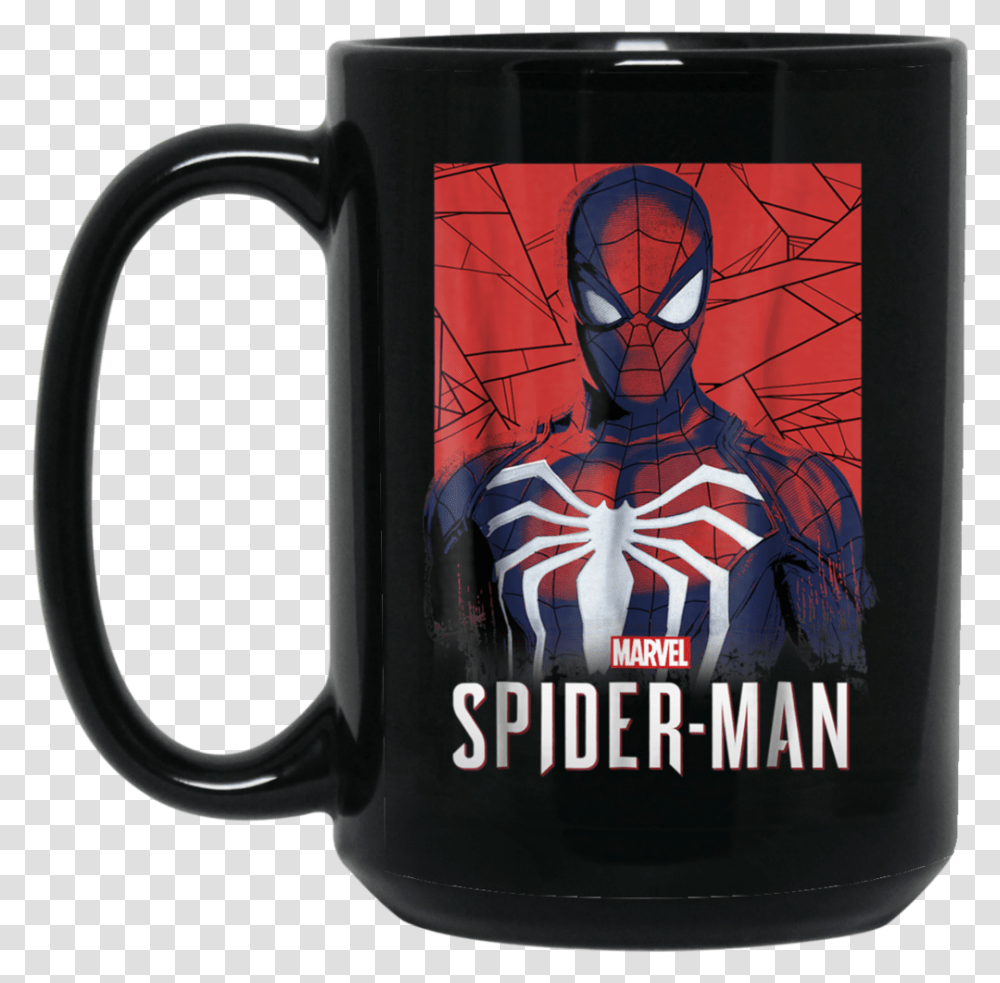 Spider Man Game Logo Portrait Graphic Black Ps4 Spider Man Painting On T Shirt, Coffee Cup, Person, Human, Stein Transparent Png