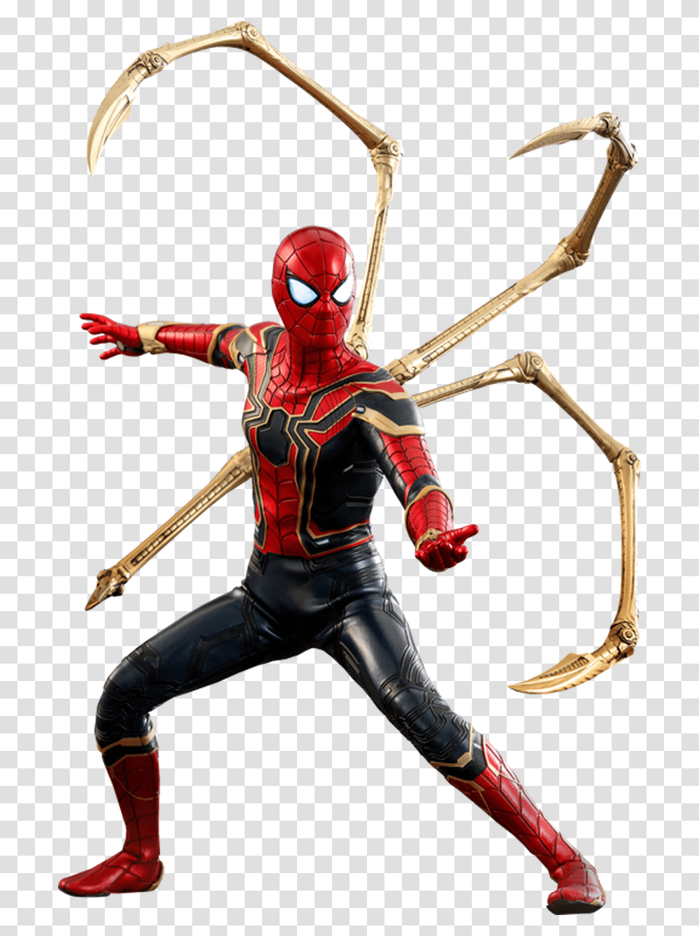 Spider Man Infinity War Suit, Person, Helmet, Figurine Transparent Png