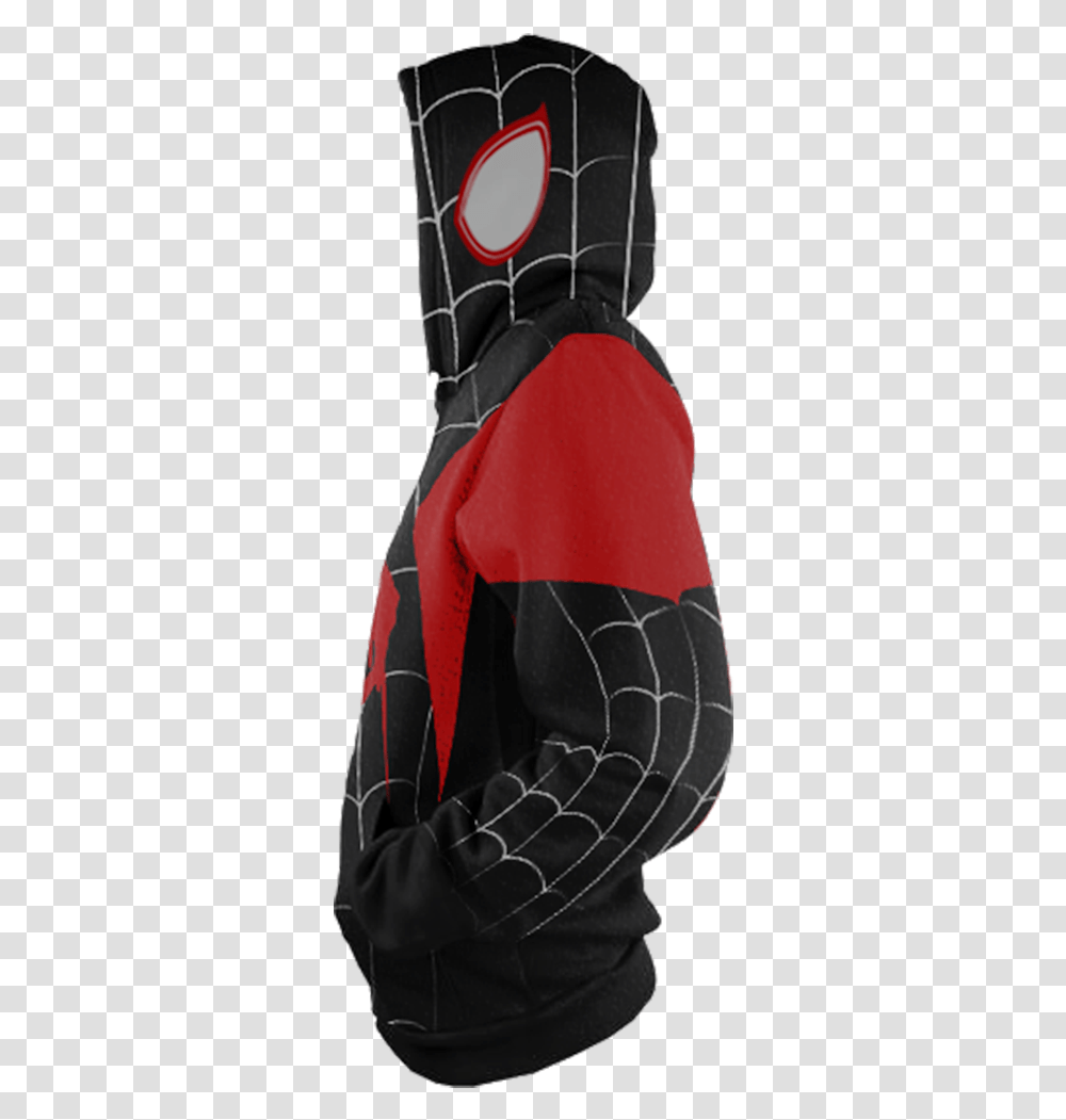 Spider Man Into The Spiderverse Miles Morales New Cosplay Hooded, Clothing, Cape, Coat, Person Transparent Png