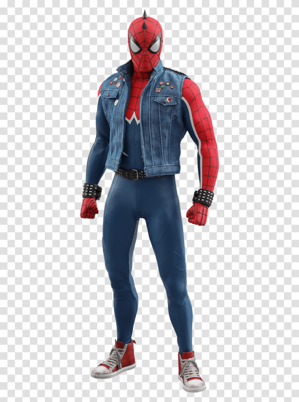 Spider Man Spiderpunk Suit Ps4 Video Game Hot Toys 16vgm32 Punk Man Ps4, Clothing, Pants, Person, People Transparent Png