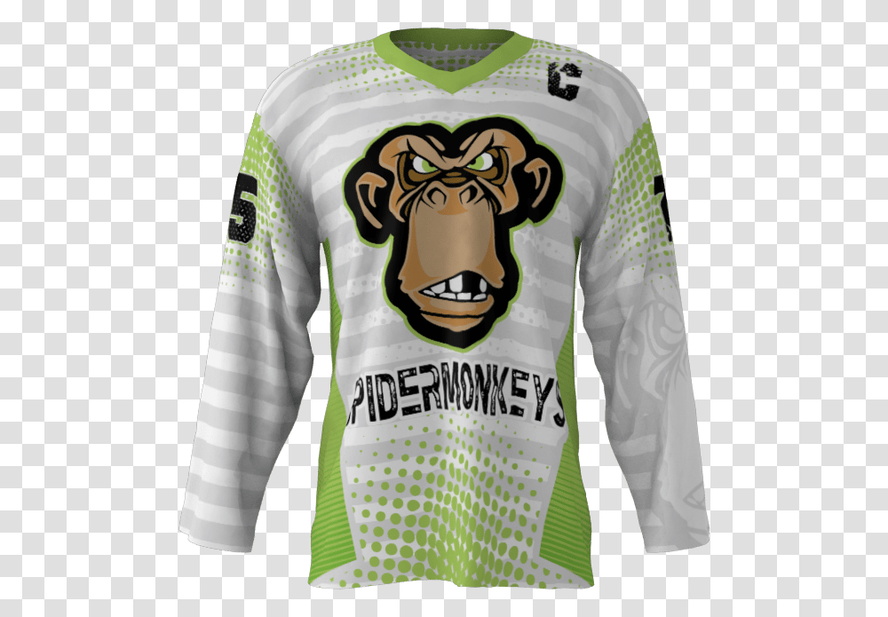 Spider Monkeys White Custom Dye Sublimated Hockey Jersey Long Sleeved T Shirt, Apparel, Person, Human Transparent Png