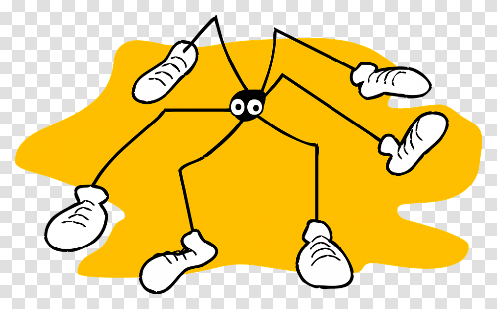 Spider Yellow Background Long Legs Arachnid Cartoon Daddy Long Legs, Pillow, Cushion Transparent Png