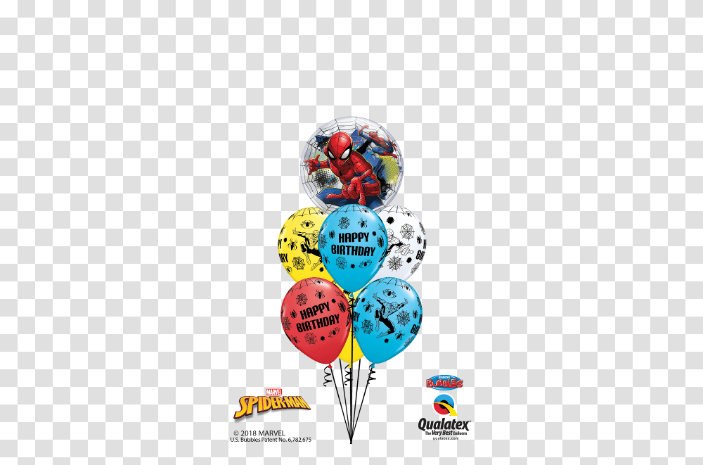 Spiderman Birthday Bubble Bouquet 1 6 Latex Spiderman Birthday Party, Ball, Balloon, Person, Human Transparent Png