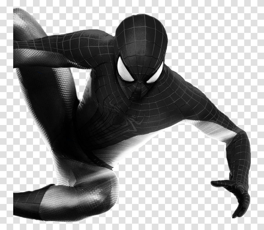 Spiderman Black And White Clipart Black Spider Man, Person, Finger, Hand, Skin Transparent Png