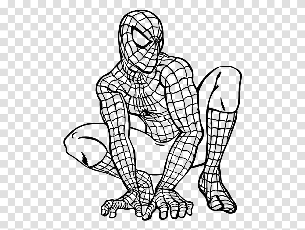 Spiderman Coloring, Statue, Sculpture, Person Transparent Png