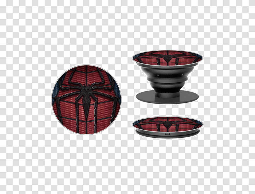 Spiderman Homecoming Printed Black Mobile Holder Popsocket Queen, Label, Text, Bowl, Pottery Transparent Png
