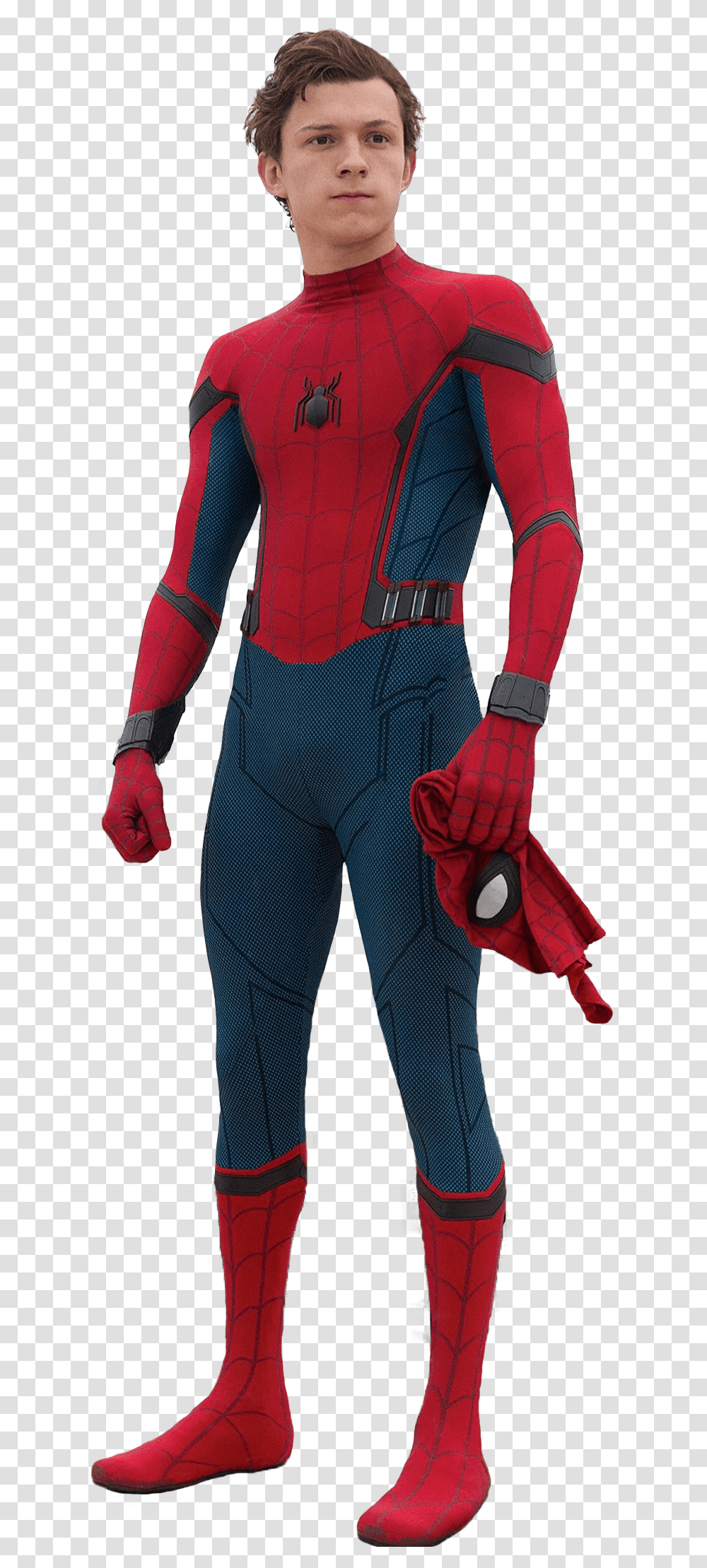 Spiderman Tomholland Marvel Tom Holland Spider Man, Costume, Person, Helmet Transparent Png