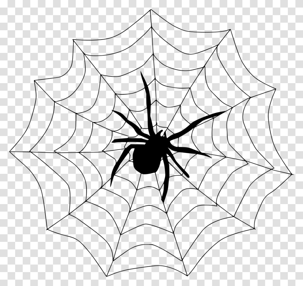 Spiderweb Drawing Creepy Spider On A Web Clipart, Gray, World Of Warcraft Transparent Png