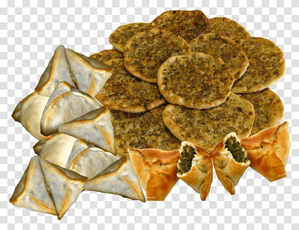 Spinach Meat Zaatar And Cheese Baked Pies Download Lebanese Food, Bread, Pita, Pancake, Dish Transparent Png