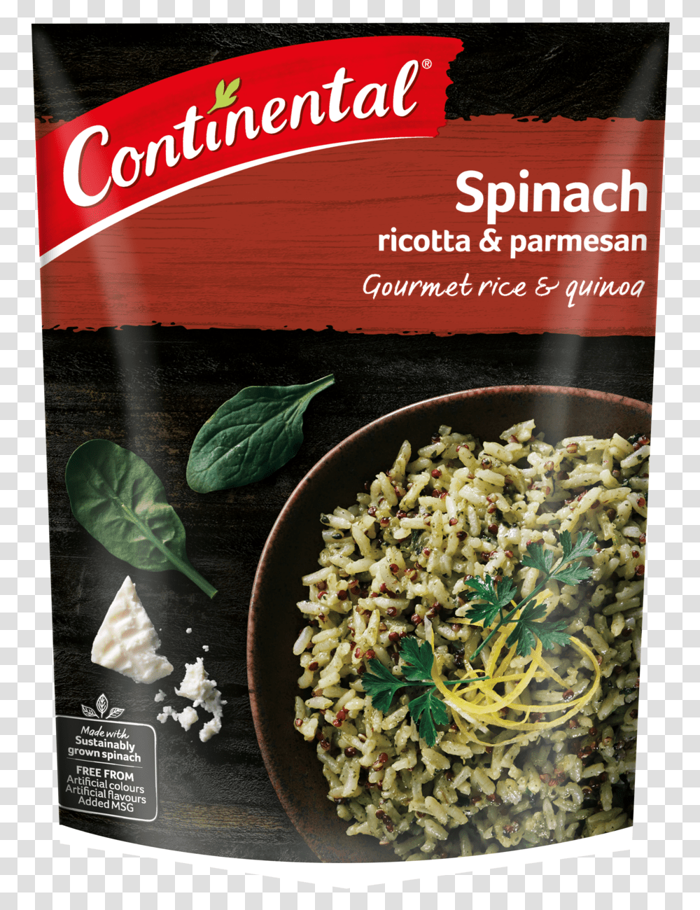 Spinach Ricotta Amp Parmesan Rice Amp Quinoa Continental Pasta Spinach, Plant, Produce, Food, Vegetable Transparent Png