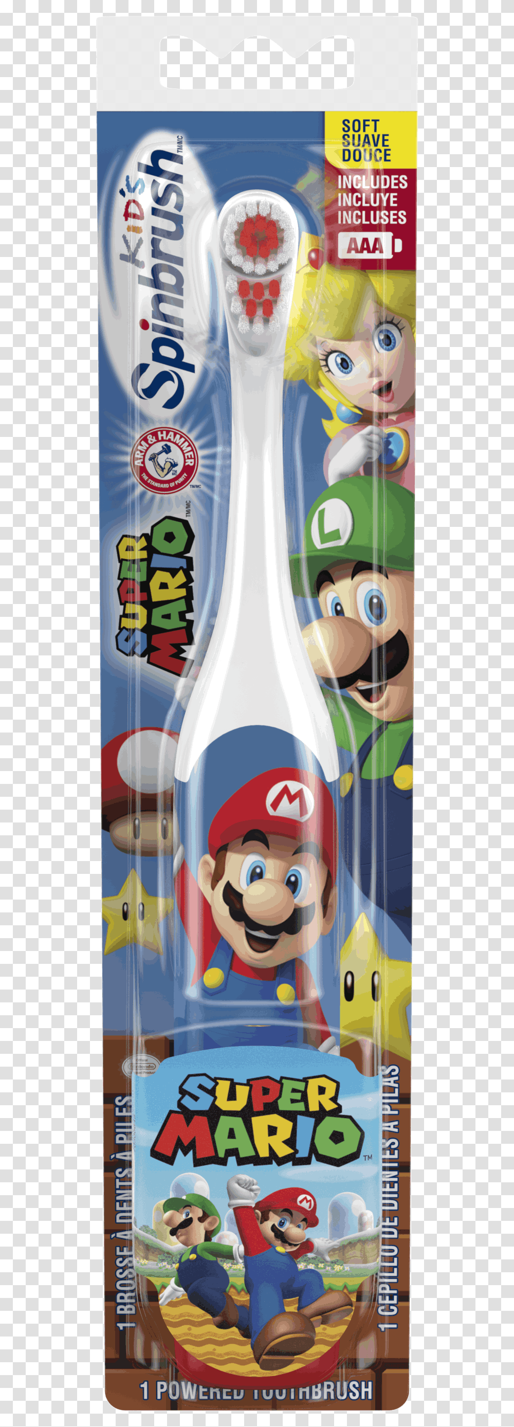 Spinbrush Super Mario Electric Toothbrush Mario, Pop Bottle, Beverage, Drink, Soda Transparent Png