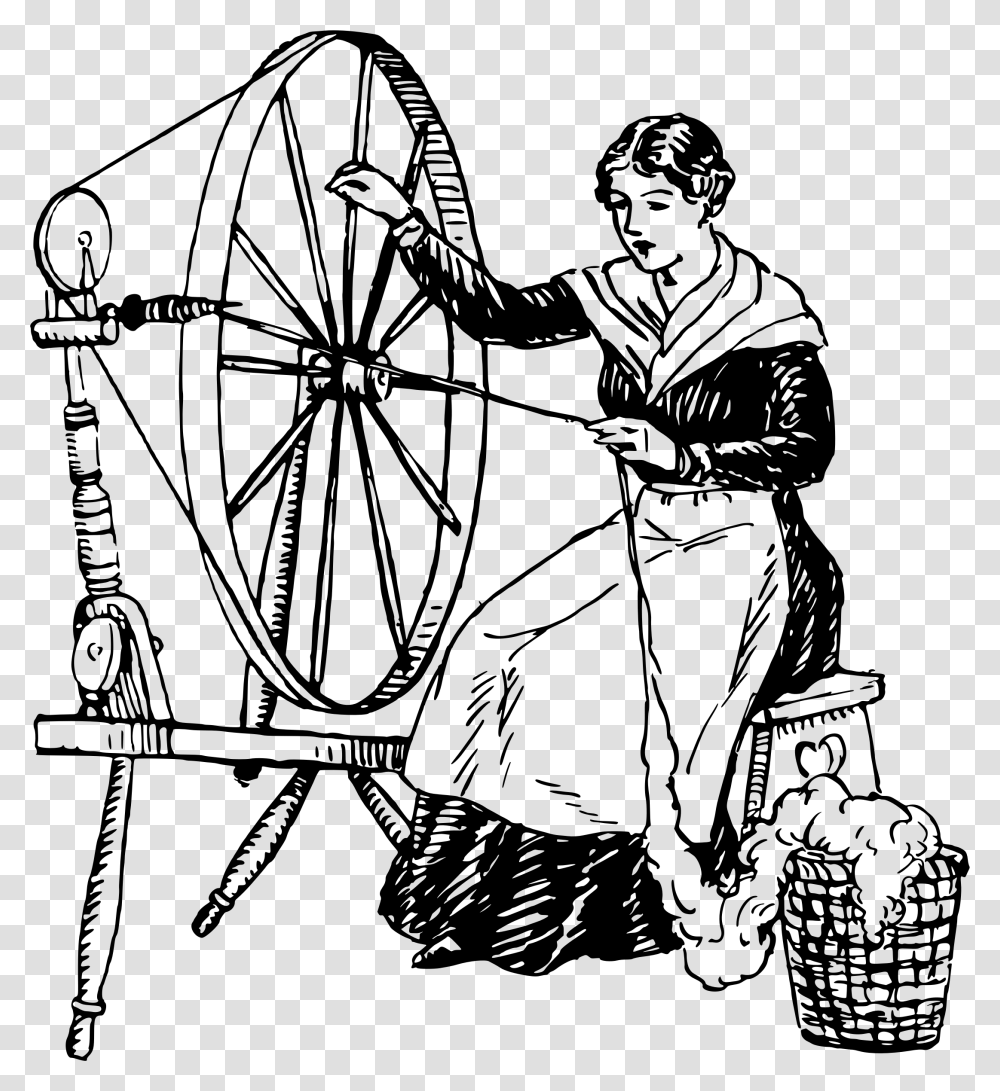 Spinning Wheel 2 Clip Arts Woman Using Spinning Wheel, Gray, World Of Warcraft Transparent Png