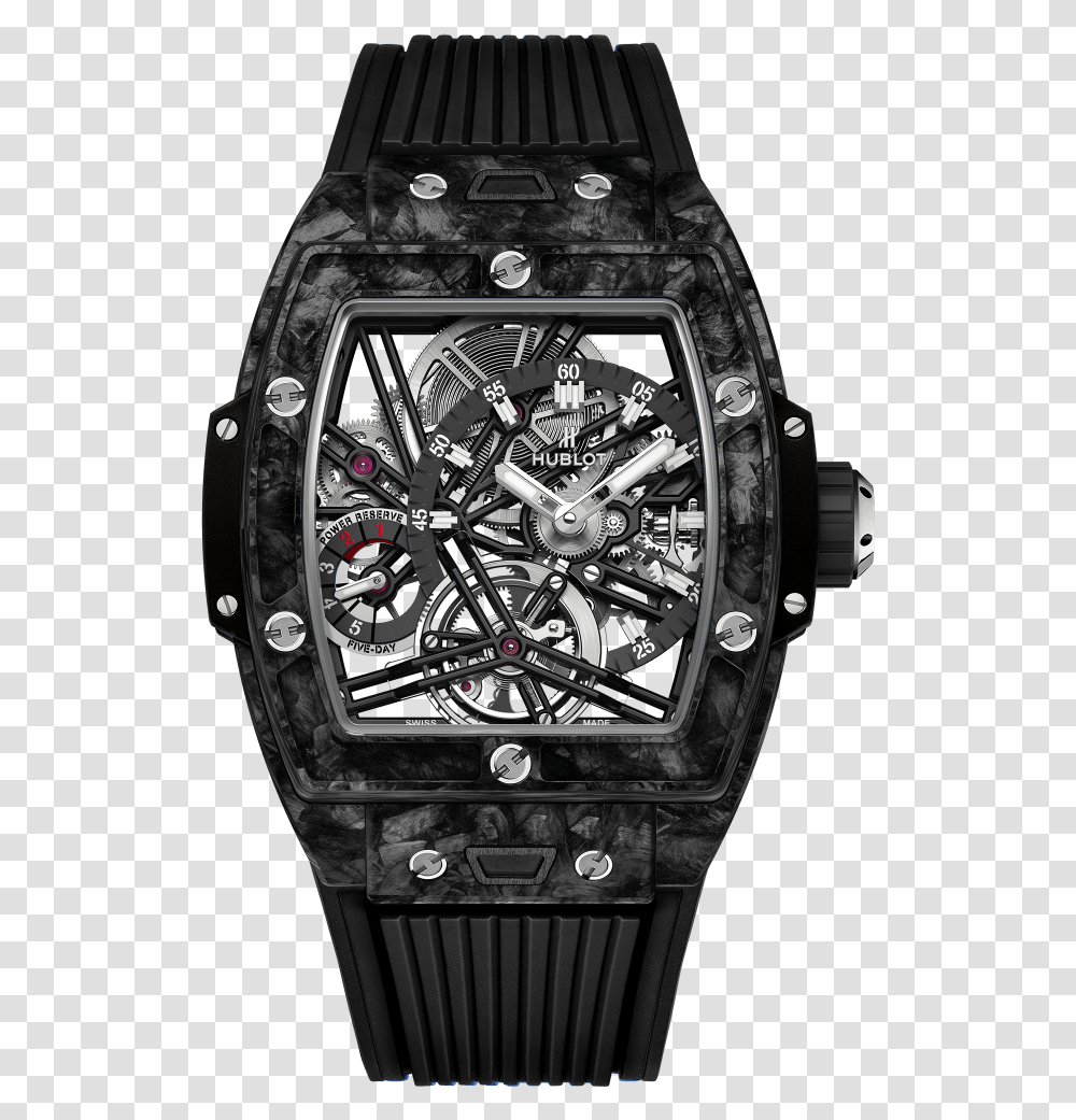 Spirit Of Big Bang Tourbillon Carbon Black Hublot Spirit Of Big Bang Tourbillon, Wristwatch, Wheel, Machine, Clock Tower Transparent Png