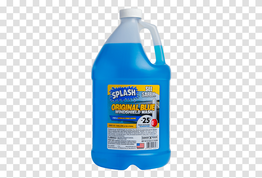 Splash Original Blue Windshield Wash, Bottle, Cosmetics, Label Transparent Png
