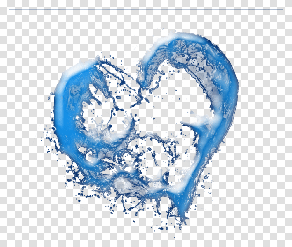 Splash Water Heart Love Blue Cute, Bubble, Tar Transparent Png