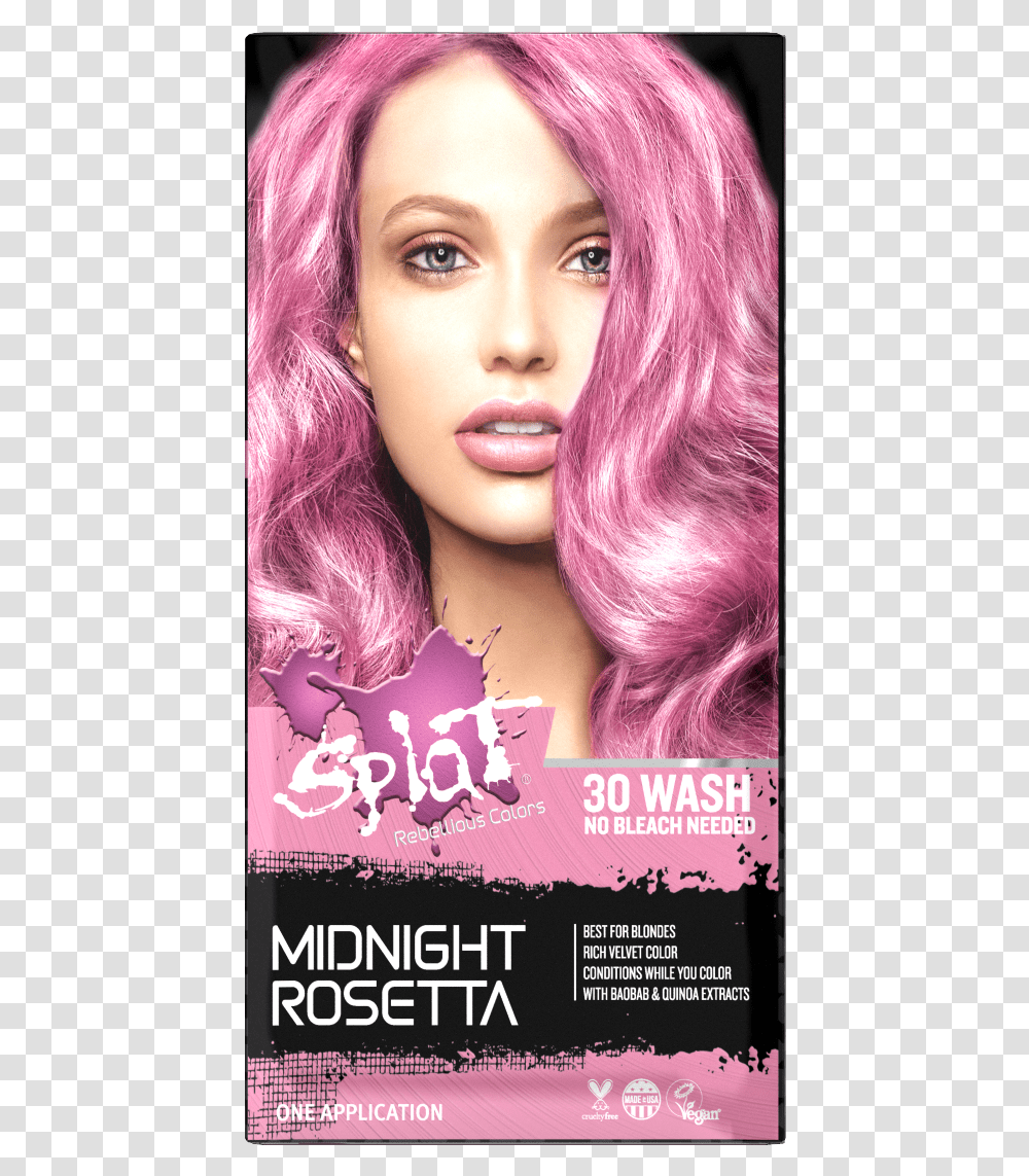 Splat Semi Permanent Midnight Rosetta Hair Color Kit Pink Splat Hair Dye 30 Wash, Person, Poster, Advertisement, Flyer Transparent Png