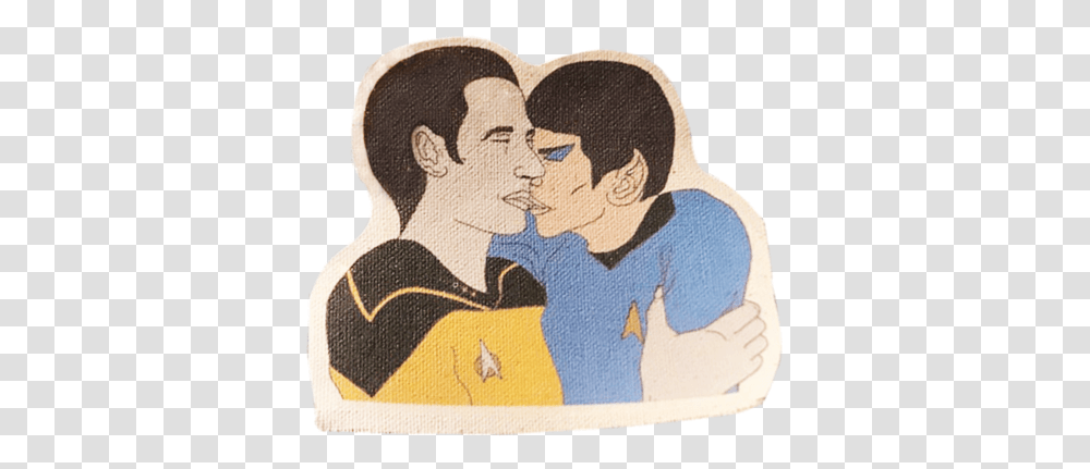 Spock And Data Patch Kiss, Rug, Cushion, Person, Human Transparent Png