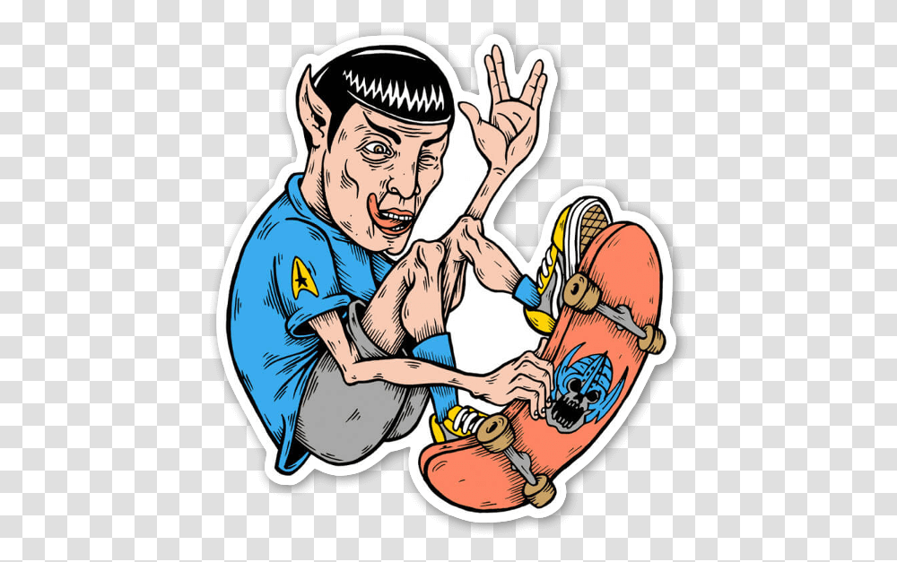 Spock Skater Sticker Skater Spock, Person, Outdoors, Poster, Advertisement Transparent Png