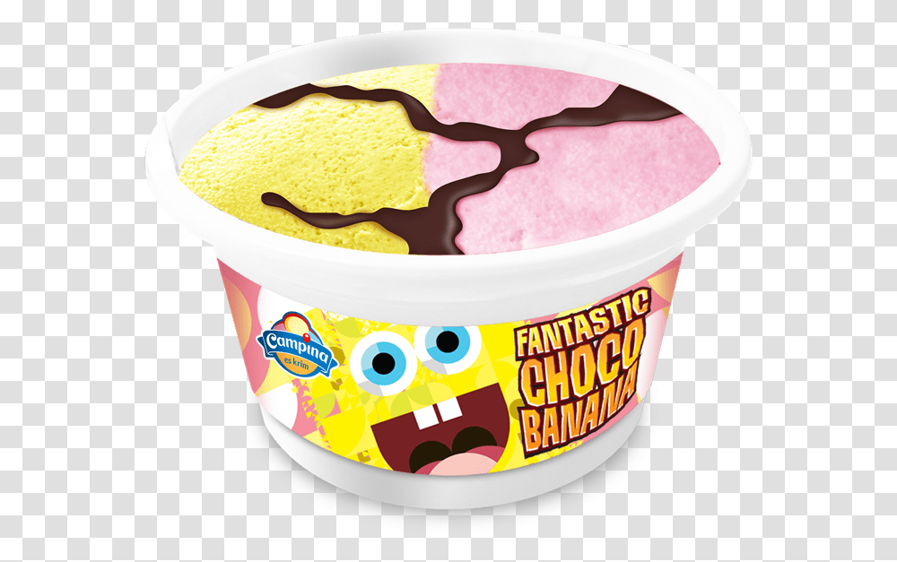 Sponge Bob 3d Cup Wi Es Krim Campina, Dessert, Food, Yogurt, Cream Transparent Png