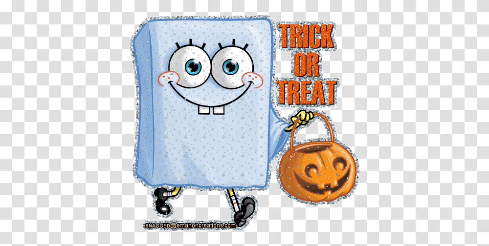 Spongebob Animated 01 Emanoncreations Animation Trick Halloween Spongebob Sticker, Text, Alphabet, Luggage Transparent Png