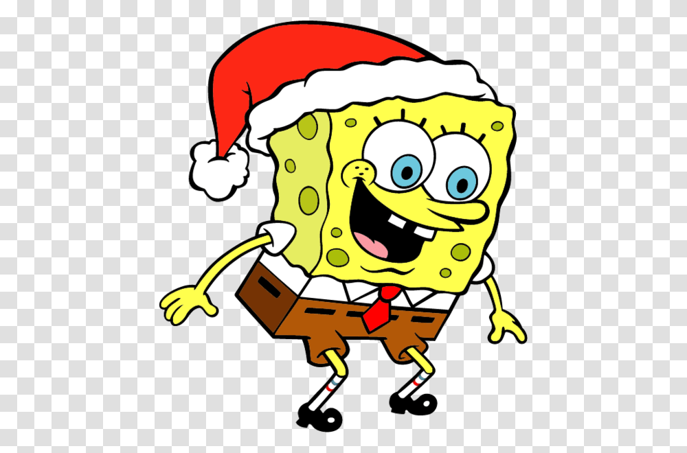 Spongebob Christmas Official Psds Spongebob Christmas, Label, Outdoors, Plant Transparent Png