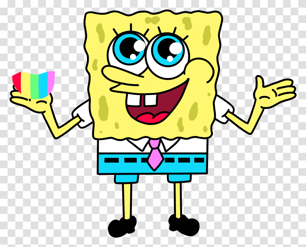 Spongebob Squarepants Rainbow Sticker By Bangerooo Spongebob Squarepants Gif, Plant, Outdoors, Bag, Paper Transparent Png