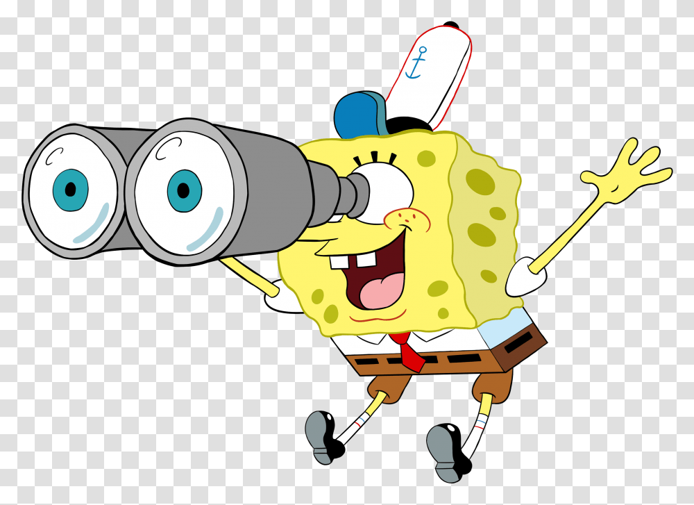 Spongebob With Binoculars Eyecupcakes Spongebob With Looking Through Binocular Cartoon, Telescope, Power Drill, Tool, Machine Transparent Png