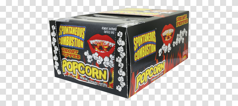 Spontaneous Combustion Ghost Pepper Popcorn 12 Pack Ghost Pepper Popcorn, Box, Outdoors, Nature, Carton Transparent Png