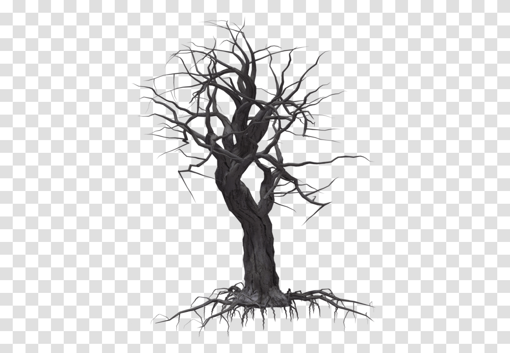 Spooky Clipart Creepy Tree, Plant, Root, Tree Trunk, Silhouette Transparent Png