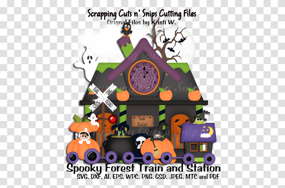 Spooky Forest Train And Station Cutting File Sets, Toy, Poster Transparent Png