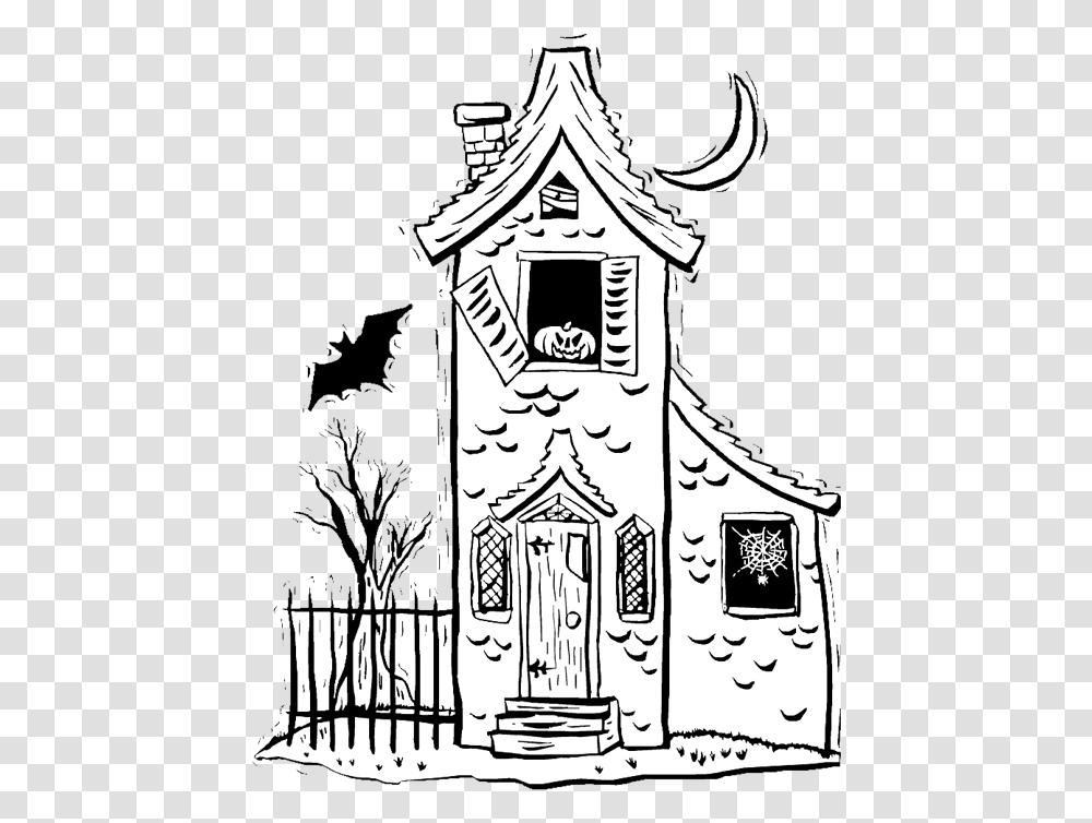Spooky House Halloween Coloring, Building, Architecture, Spire, Tower Transparent Png