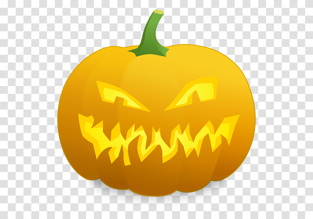 Spooky Jack O Lantern Scared Jack O Lantern Face, Plant, Pumpkin, Vegetable, Food Transparent Png