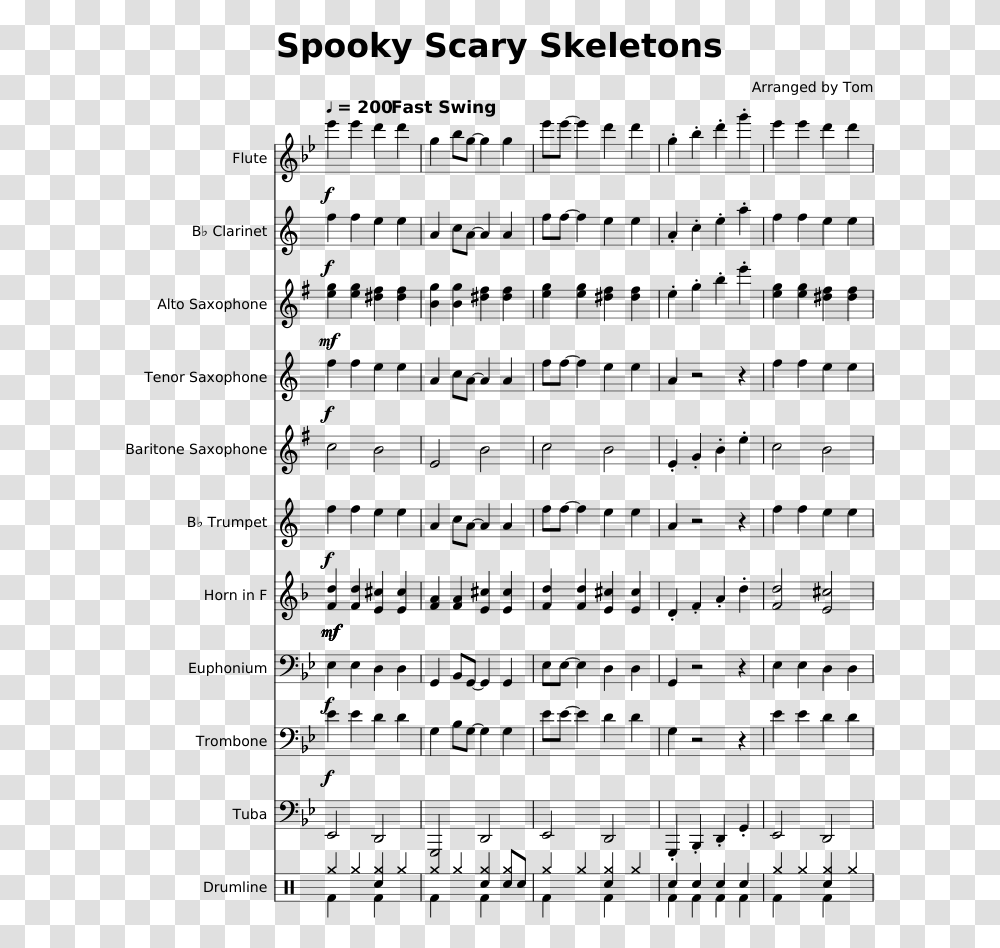 Spooky Scary Skeletons Trumpet Music, Gray, World Of Warcraft Transparent Png