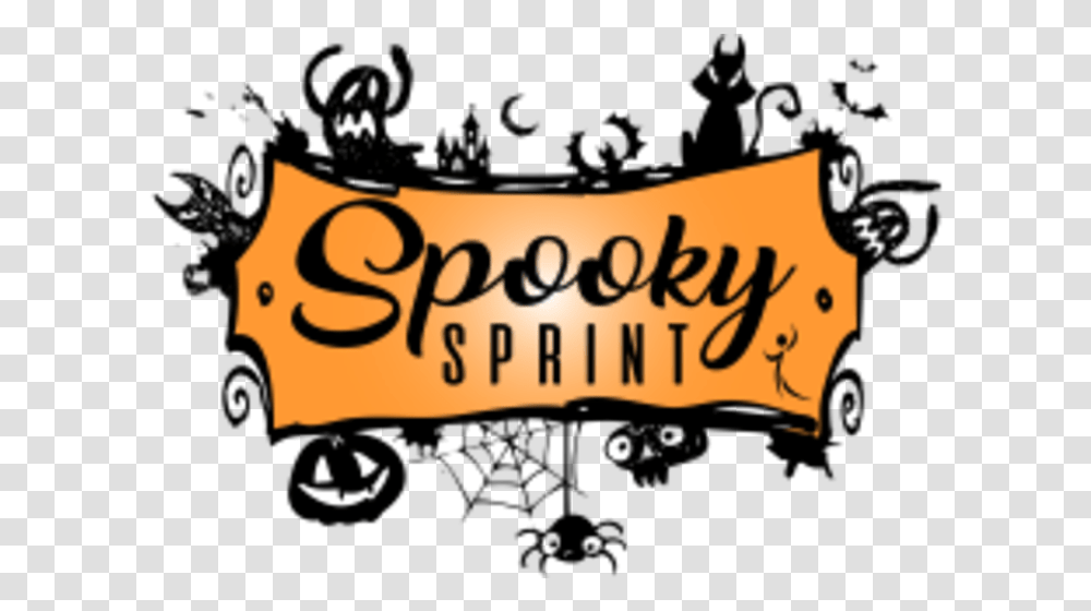 Spooky Sprint Indianapolis Happy Halloween Black And White, Label, Plant, Outdoors Transparent Png