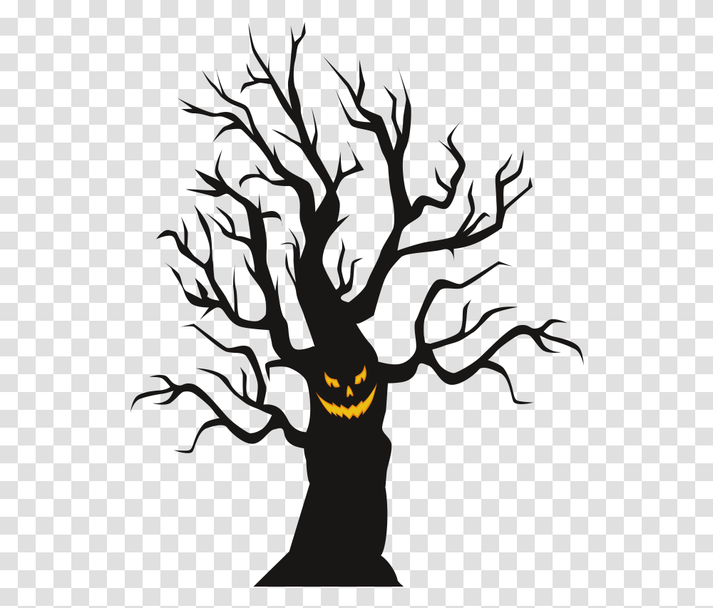 Spooky Tree Clip Art Cartoons Spooky Tree Clipart, Silhouette, Plant, Tree Trunk, Lighting Transparent Png