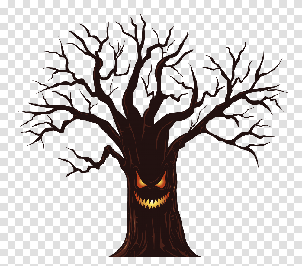 Spooky Tree Clipart Group With Items, Modern Art Transparent Png