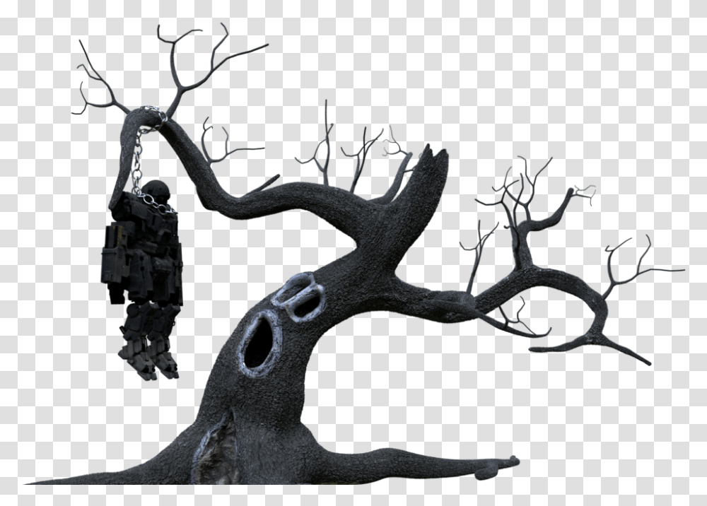 Spooky Tree With Hanging Mech, Antler, Lizard, Animal, Mammal Transparent Png