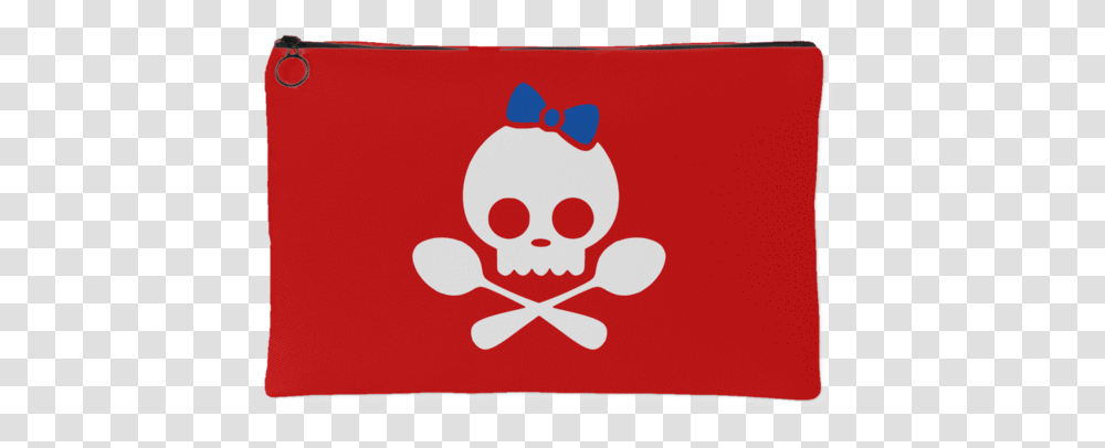 Spoonie Skull Blue Bow Accessory Pouch Red Illustration, Pirate, Logo, Trademark Transparent Png