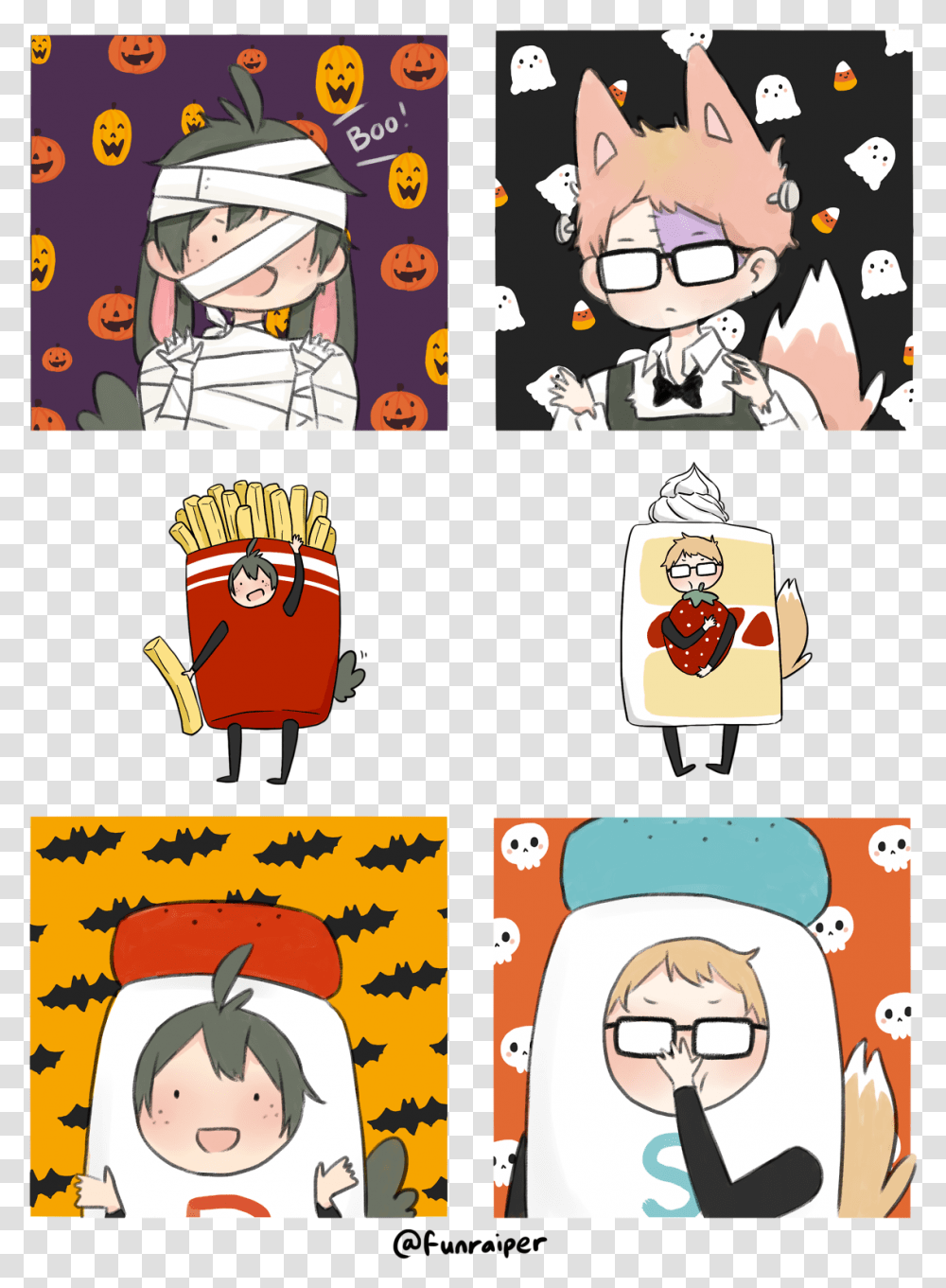 Spoopy Tsukkiyams Halloween Icons Feel Free To Use Haikyuu Halloween Icons, Comics, Book, Person, Poster Transparent Png