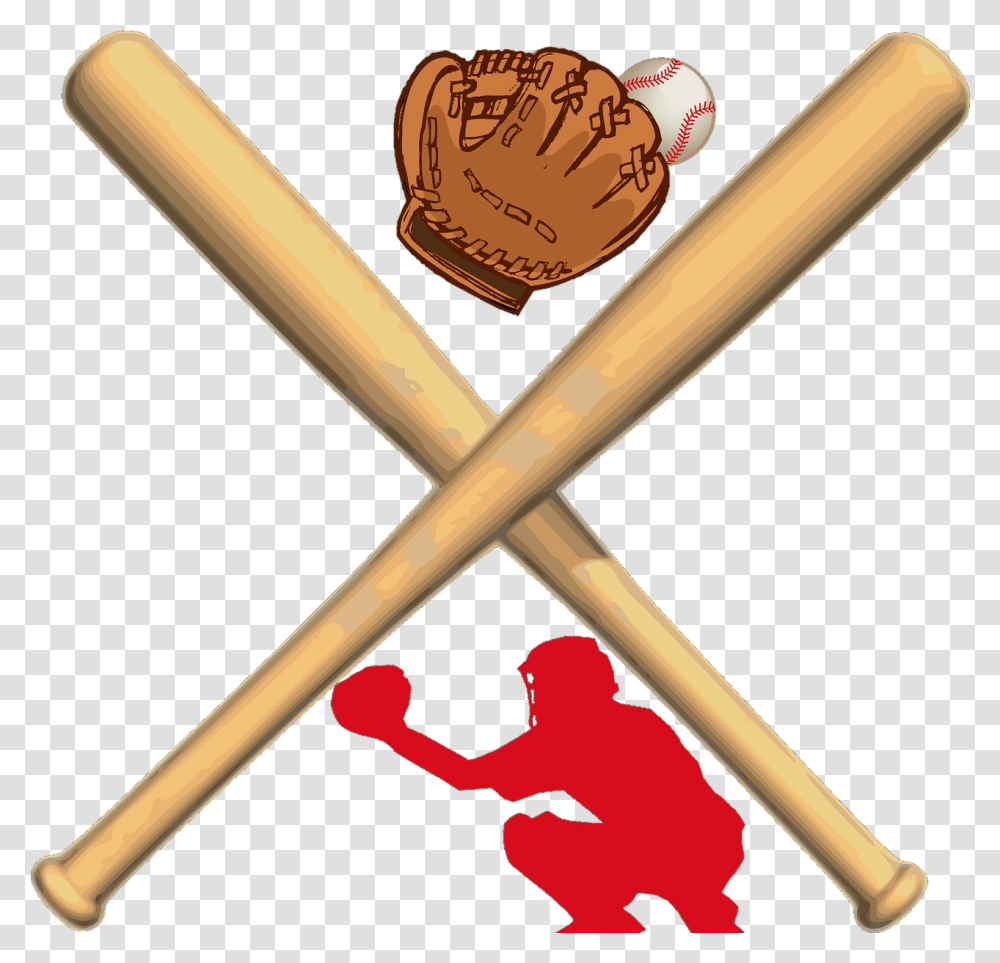 Sport Baseball Cacher Crossed Baseball Bats Baseball Bats, Team Sport, Sports, Softball, Hammer Transparent Png