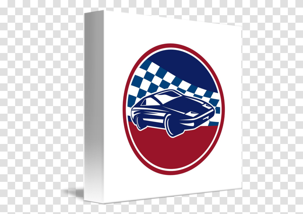 Sports Car Racing Chequered Flag Circle Retro By Aloysius Patrimonio Car Race Circle Logo, Hand, Label, Text, Symbol Transparent Png